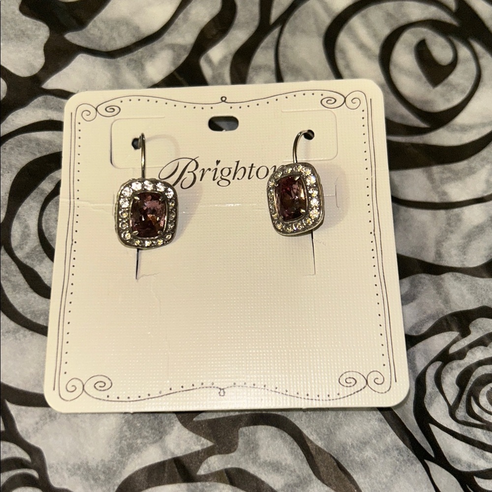 NWT Brighton Reina Leverback Pink Swarovski and Silver Earrings~ Hard to Find - Picture 3 of 7